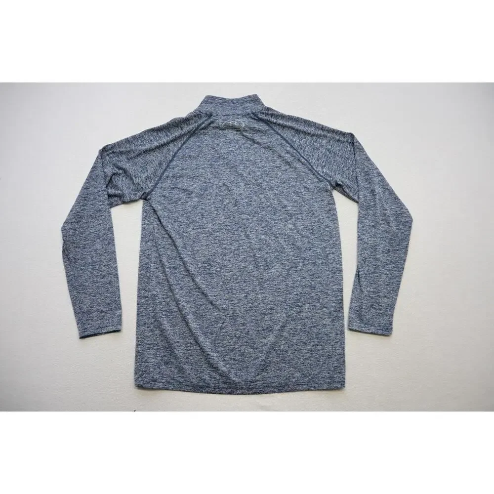 Under Armour 1/4 Zip Athletic Jacket Loose Blue Marled‎ HeatGear Mens Sz Small